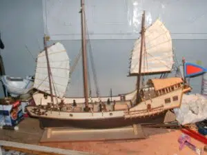 a model of a ship on a table